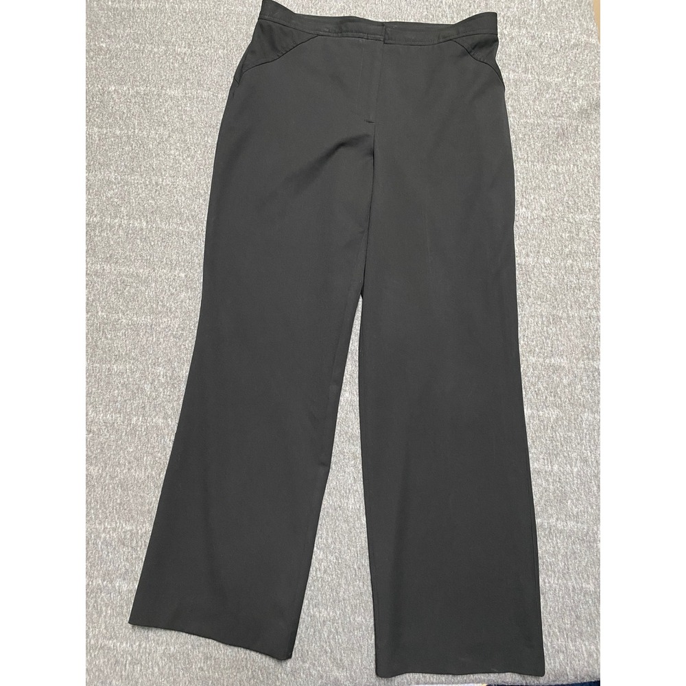 Liz Claiborne Anissa Black Dress Pants Petite 10P Wide Leg Career Zip Trousers